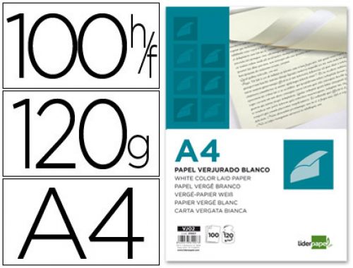 Papel verge liderpapel din a4 120 gr branco embalagem de 100 folhas , Liderpapel , 31907 , 8423473319073
